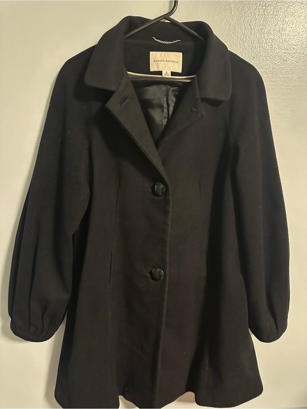 Banana Republic Black Wool-Blend Pea Coat Size 5